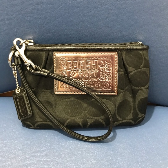 Coach Handbags - Coach black signature Poppy wristlet